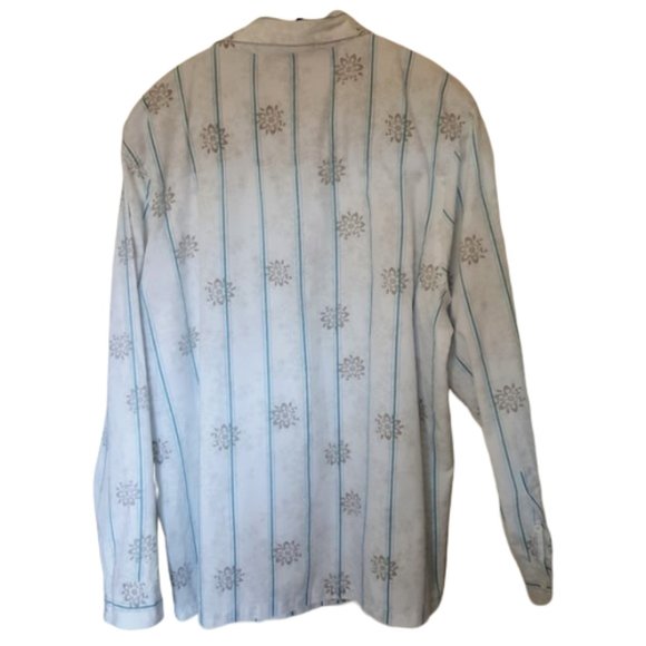 PRANA casual men white blue stripe shirt - Picture 8 of 8